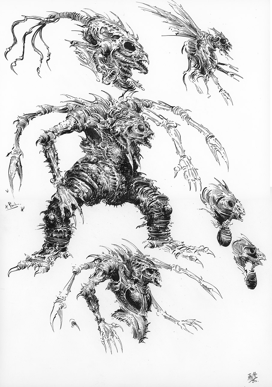 Ian Miller | GW, Realm of Chaos, character sketch 8<br> Pinchers