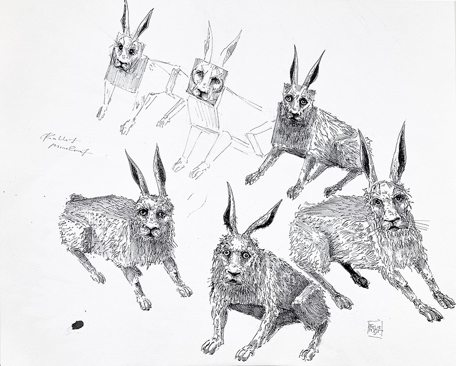 Ian Miller | Rabbits, study sheet 2