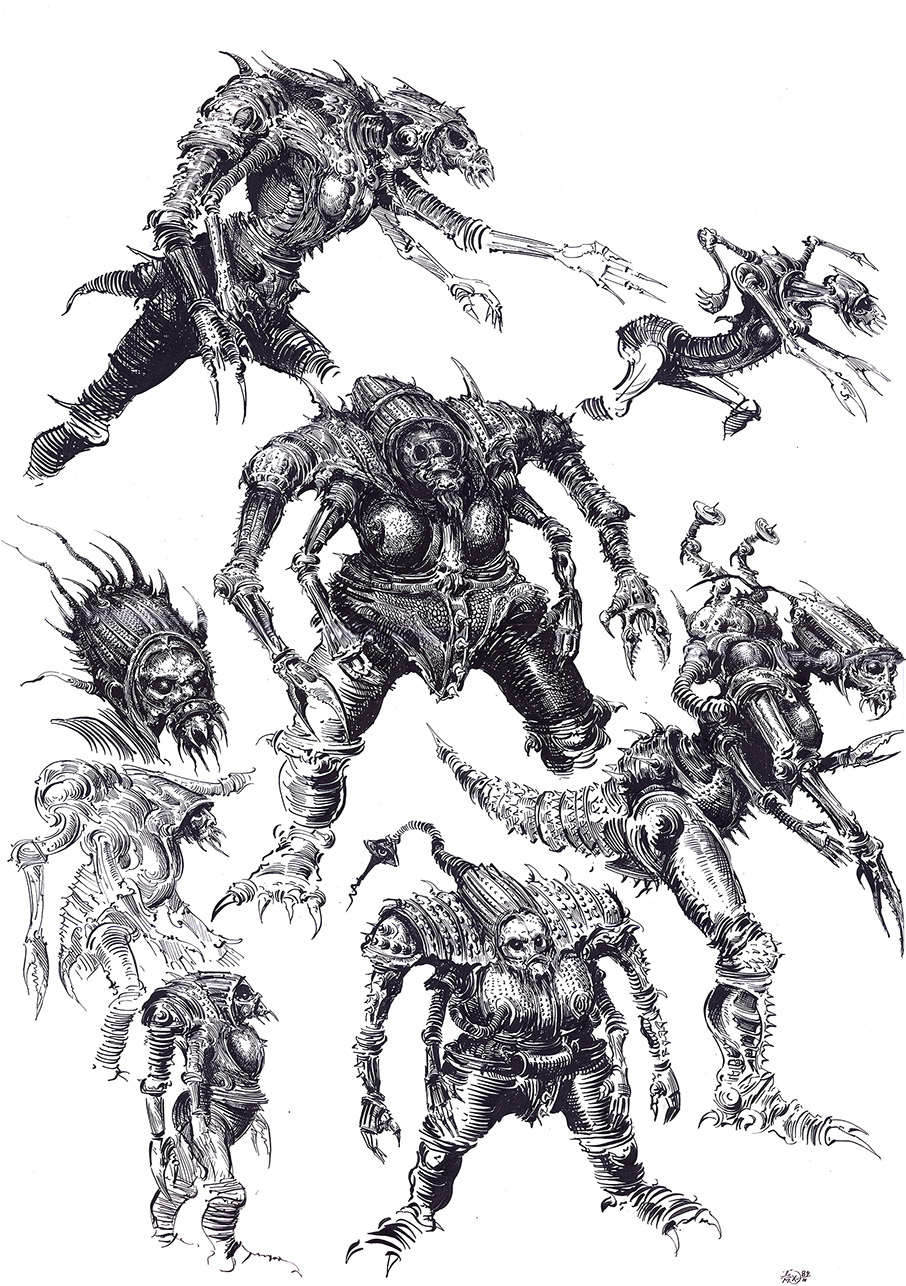Ian Miller | GW, Realm of Chaos, character sketch 11<br> Four arms