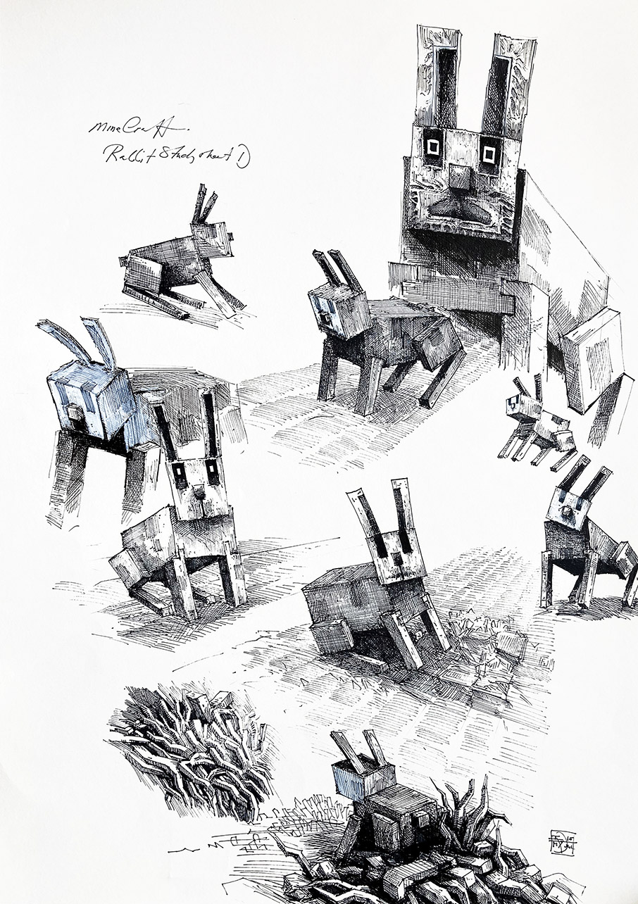 Ian Miller | Rabbits, study sheet 1