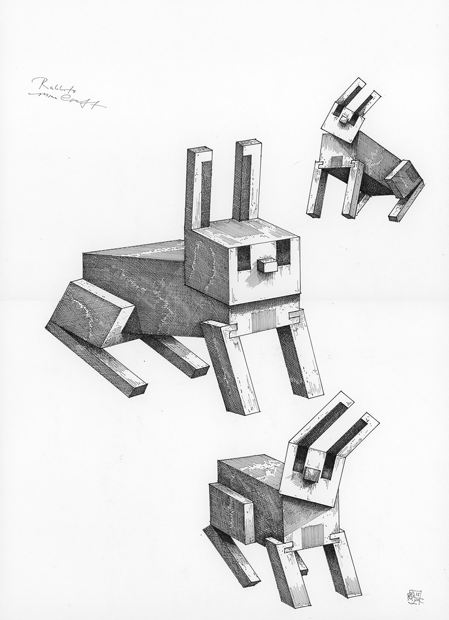 Ian Miller | Rabbits, study sheet 4