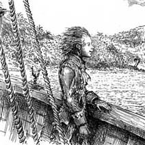 Ian Miller | Jim leaves Treasure Island aboard the Hispaniola