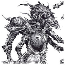 Ian Miller | GW, Realm of Chaos, character sketch 2<br> Beak aliens