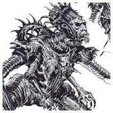 Ian Miller | GW, Realm of Chaos, character sketch 6<br> Webbed feet aliens